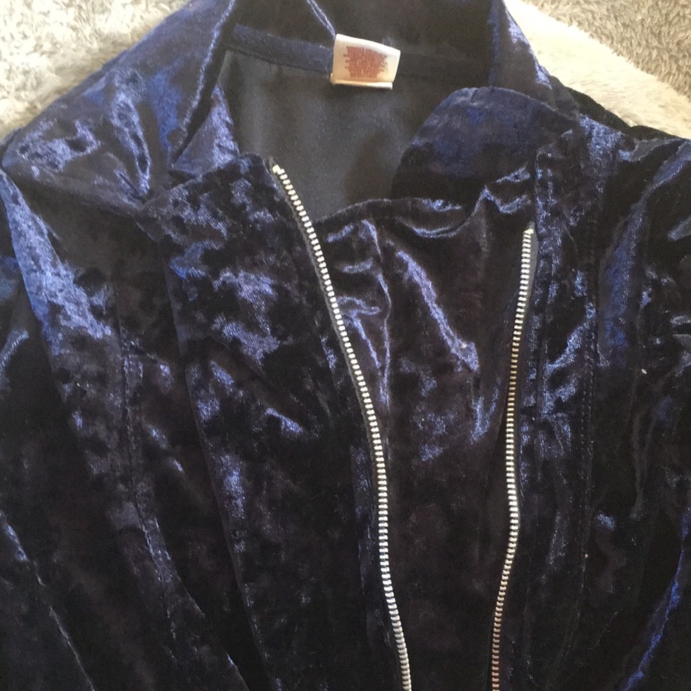 A velvet textured sweater